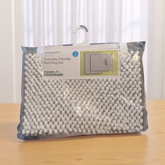 Room Essentials Everyday Chenille Bath Rug Set 2pc 17”x24” Non-Skid - Picture 6 of 8